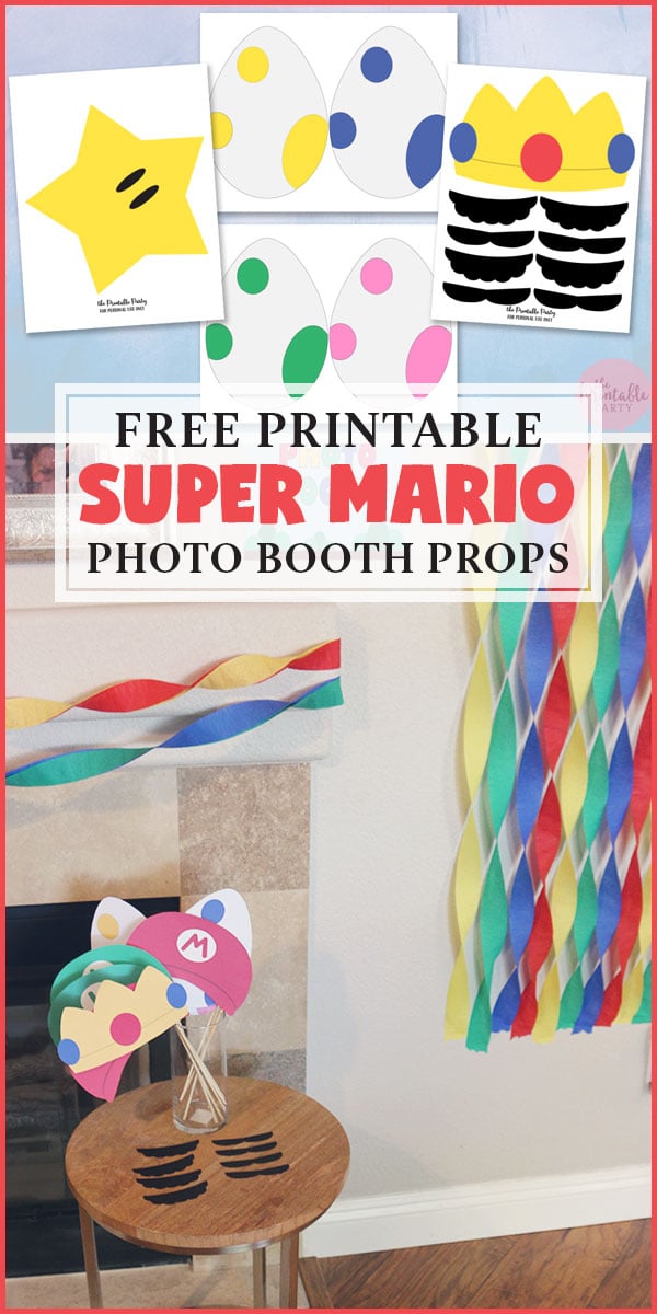 Free Party Printables Super Mario Photo Booth Props and Party Decorations