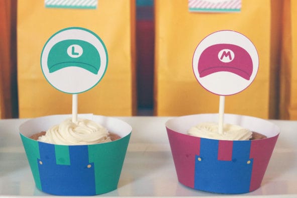 Super Mario Free Printable Cupcake Wrappers and Toppers